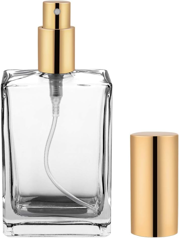 Cologne Bottle - Perfume Atomizer - Empty Refillable Glass Spray Bottles with Gold Sprayer - 1.7oz/50ml