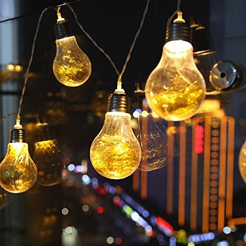 AMZSTAR Edison Bulb String Light, 20 LEDs Clear Bulb Lights-Battery Powered-Indoor/Outdoor Fairy Lights for Patio,Café Bars,Garden Bedroom Pergola Umbrella Wedding Dinner Party Decoration (Battery)