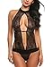 Avidlove Women Sexy Lingerie Lace Halter One Piece Teddy Babydoll Bodysuit Black M