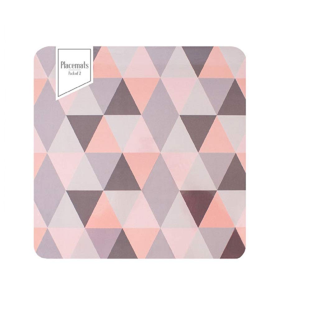 Geometric Design Placemats Pink Grey, Set of 2