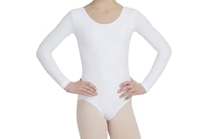 Loxdonz Girls Leotard Basic Long Sleeve Ballet Dance Leotard Kids Stretch Gymnastics Bodysuit Top