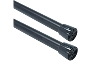 BLU-PIER TECH Spring Tension Curtain Rods 28-48 Inch, 2 Pack Adjustable No Drill Pressure Curtain Rod for Windows, Expandable Small for Bathroom & Kitchen,Black