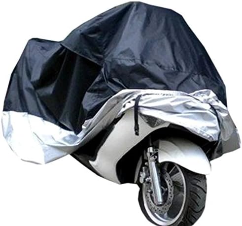 Motorcycle Bike Moped Scooter Cover Waterproof Rain UV Dust Prevention Dustproof Covering,Black/Silver,X-Large