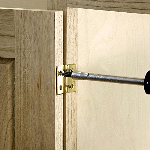 Dayree 50pcs Mini Metal Hinges Light Cabinet Drawer Butt Hinges Connectors for Gift Box Cosmetic Case Dollhouse Furniture with 200 Pieces Replacement Screws 0.6 x 0.7 inch Brass - Thumbnail 2