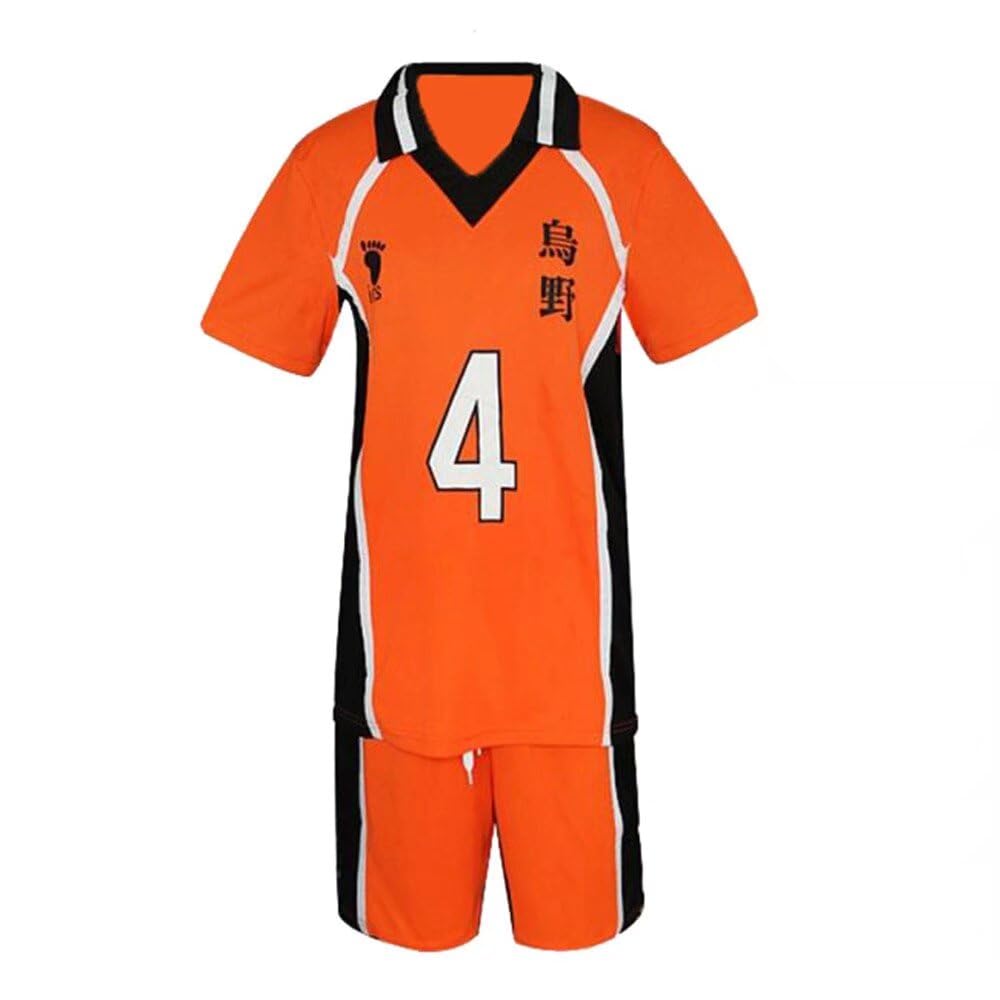 Photo 1 of CHLOBLOM Karasuno Uniform Shouyou Hinata Cosplay Costume Shirt Shorts Volleyball Jersey (X-Large, Color 4)