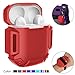 AirPods Charging Case Waterproof Protective Shock Resistant Silicone Cover Sports Design with Hard Sleeve and Keychain for Apple Airpods (Red)