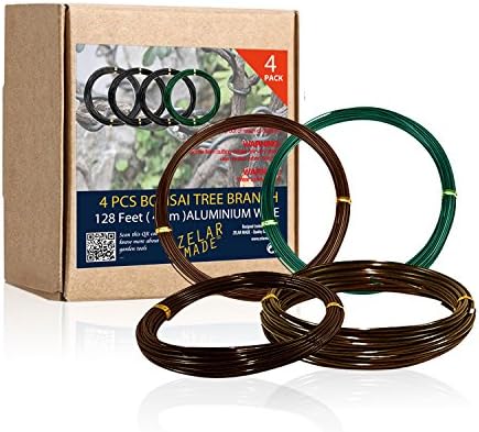 ZELARMAN Bonsai Training Wire Set of 4 - Total 128 Feet(32 Feet Each Size) 3 Size - 1.0MM,1.5MM,2.0MM - Corrosion and Rust Resistant