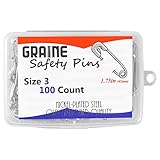 Safety Pins - Size 3 - Nickel Plated Steel - Graine (100 Count)