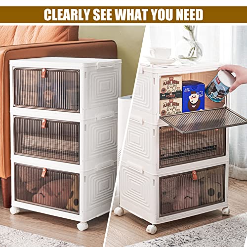 23Qt Plastic Storage Bins Organizer 3 Tier, Stackable Bins for Storage