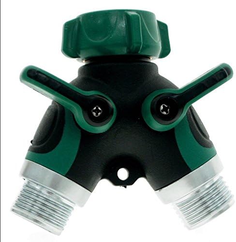 2 Way Y Hose Connector, Comfortable Rubberized Grip and No-Rust for Easy Garden Life.