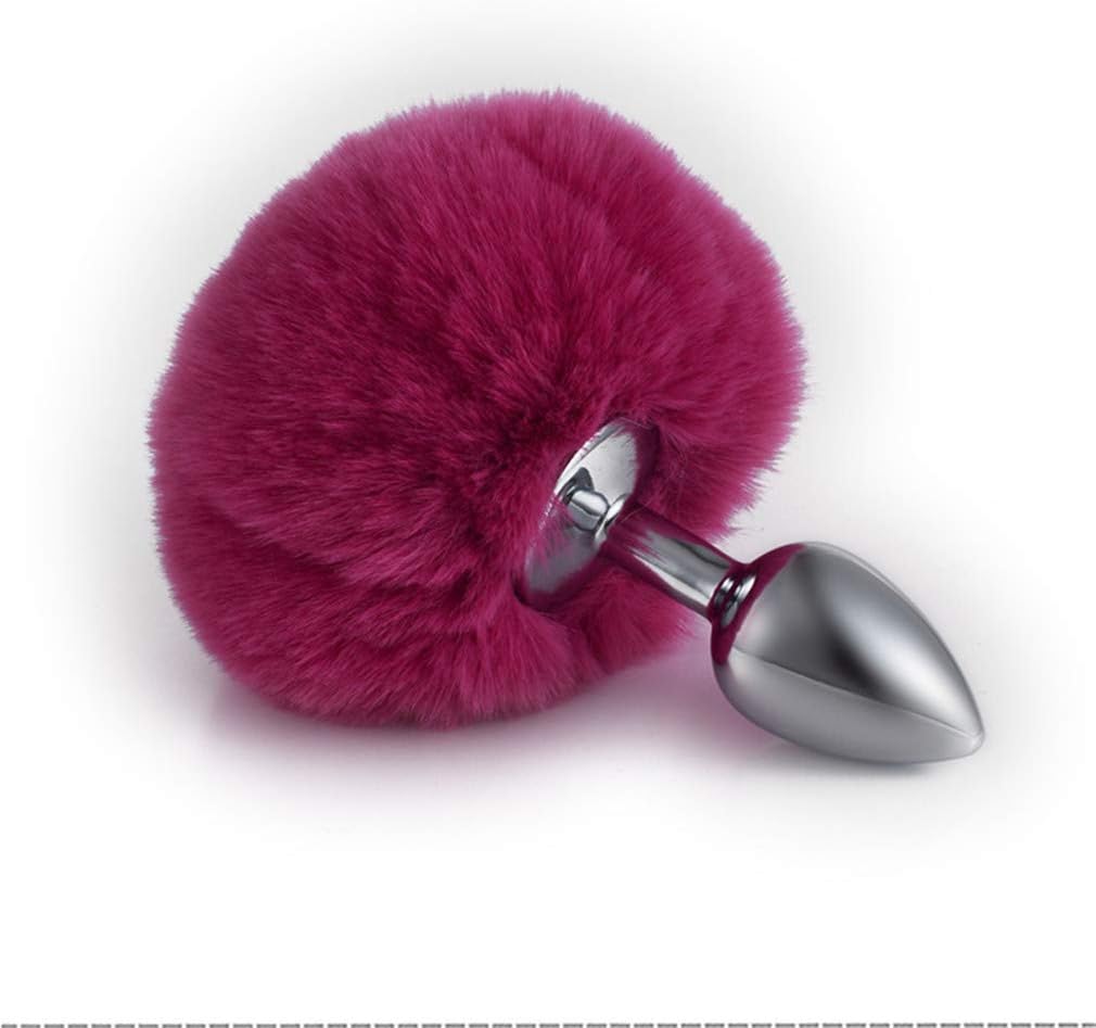 Rabbit Bunny Tail an~AL Plug Starter Trainer Medical Grade Stainless Steel Hypoallergenic ÀNûS B~UTT Women Men Fetish S~ê~x Toys (Fuchsia)-S