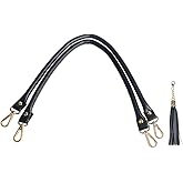 BEAULEGAN Purse Leather Handles Replacement 2 Pcs for Handbag, 23.6 Inch, Black Gold