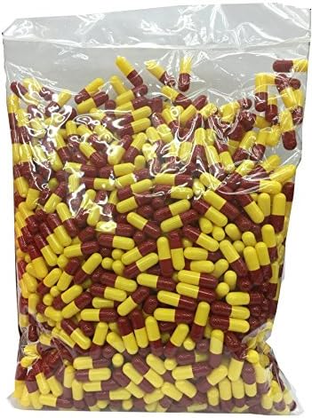 Empty Capsules 2000 Count, Red &amp; Yellow Colored, Gelatin,Certified Halal