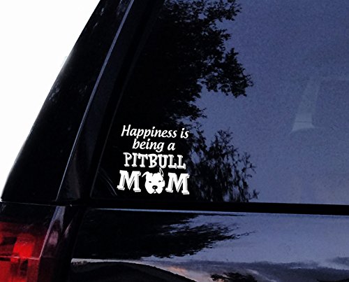 Happiness is Being a Pitbull Mom - Vinyl Decal, Laptop Decal, Car Window Sticker (14