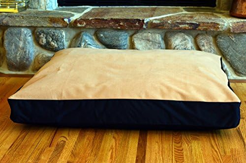 100% Waterproof FLEECE DIY "Design-It-Yourself" Dog Bed Cover; Washable, Hypoallergenic, Made in USA (Tan Fleece w Black, X-Large 44 x 38 x 6)