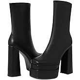 Mattiventon White Platform GoGo Boots for Women Chunky High Heels Knee High Stretch Boots