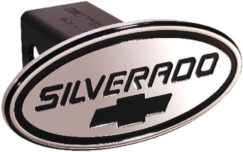 TM Performance 37005 Black Chevy Silverado with Black Bowtie Oval 2" Billet Hitch Cover