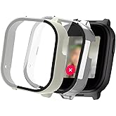 WUNIAK Case for Cosmo JrTrack 5 Kids Smart Watch 2025, Hard PC Screen Protector,9H Tempered Glass Ultra-Thin Full-Coverage Shockproof Bumper,(2Pack,Transparent+White)