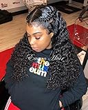 Eayon 360 Curly Lace Frontal Wig Human Hair Wigs Water Wave Lace Front Wigs Pre Plucked for Black Women 180% Density 16 inches