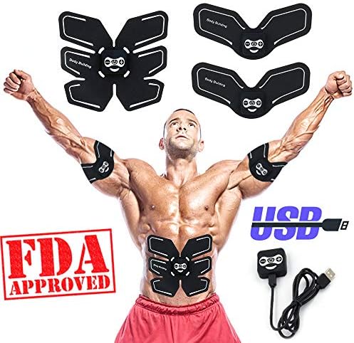 Abs Stimulator Rechargeable Trainer Ultimate Abs Stimulator Ab Stimulator for Men Women Abdominal Work Out Ads Power Fitness Abs Training Gear ABS Workout Equipment Portable USB Charger