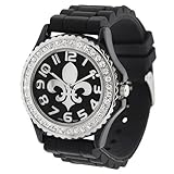 GP 6886 Designs Women's Rhinestone Fleur De Lis Silicone Watch