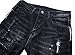 Men's Black Straigth Jeans with Destroyed Broken hole Zipper-deco