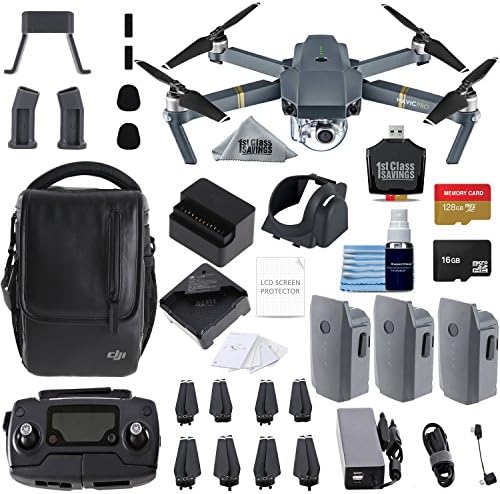 DJI Mavic Pro Fly More Combo Collapsible Quadcopter 3 Batteries, 128gb Memory Card, Charging Hub + Flymore Starter Bundle