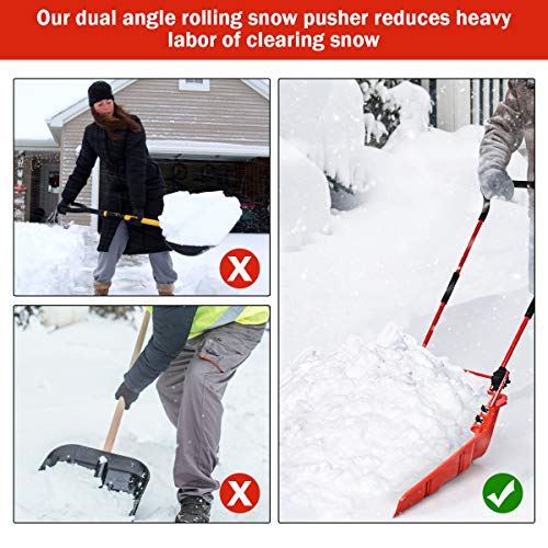 Goplus Snow Scoop, 26" x 24" Folding Snow Shovel, Sleigh Shovel with U