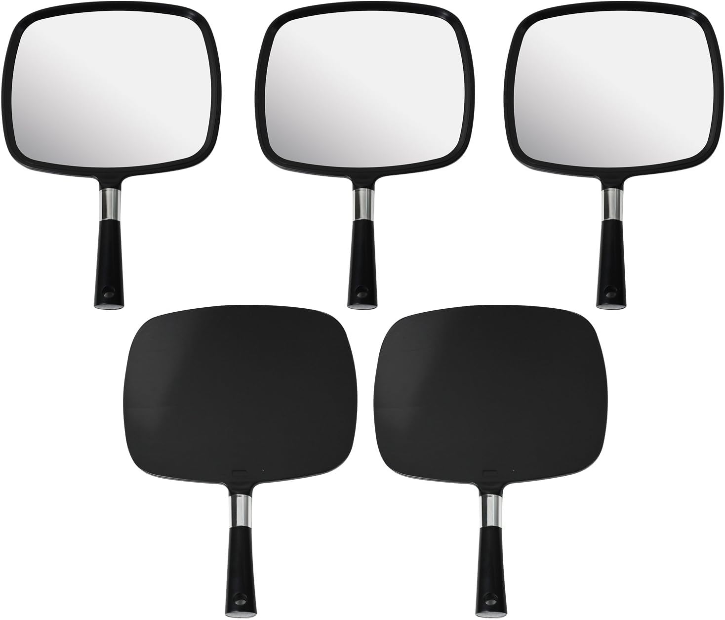 MIRRORVANA Large & Comfy Hand Held Mirror with Handle (Black (5-Pack))