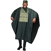 HD African Mens Apparel Agbada Clothing Embroidery Dashiki Shirts and Pants Outfits 3 Pieces