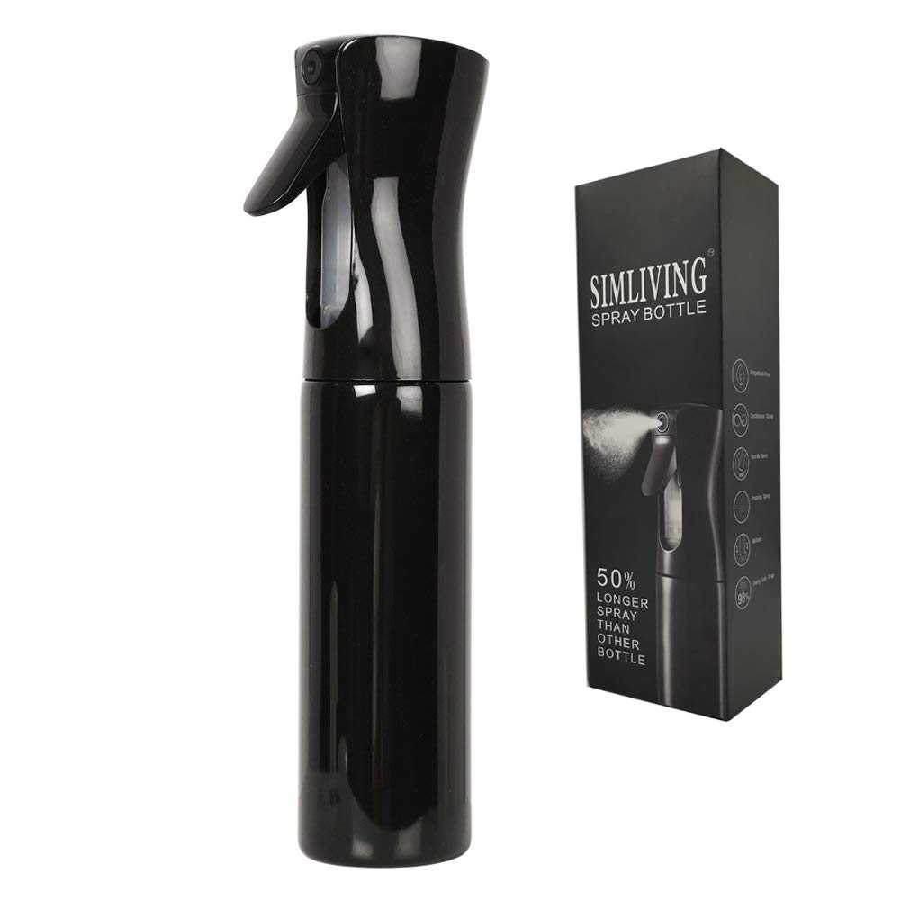 Hair Water Bottle Spray Mister - 10oz Continuous Pressurized 360 Misting Stylist Sprayers for Barber (10oz Black)