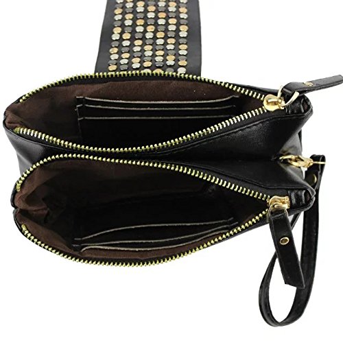 EYX Formula New Women's Leather Handbag Mosaic Rivets Shoulder Day Clutch £¬Fashion Clutch Evening Bag Wallet Purse Wrist Bag for Lady Wimen Girls