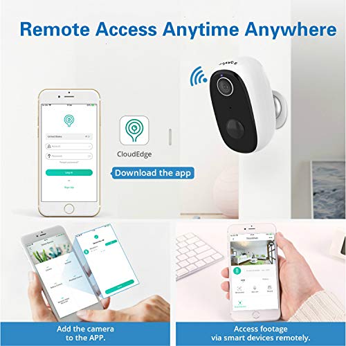 Wireless Rechargeable Battery Powered WiFi Camera, Home Security Camera, Night Vision, Indoor/Outdoor, 1080P Video with Motion Detection, 2-Way Audio, Waterproof, compatible with Cloud Storage/SD Slot - Thumbnail 2