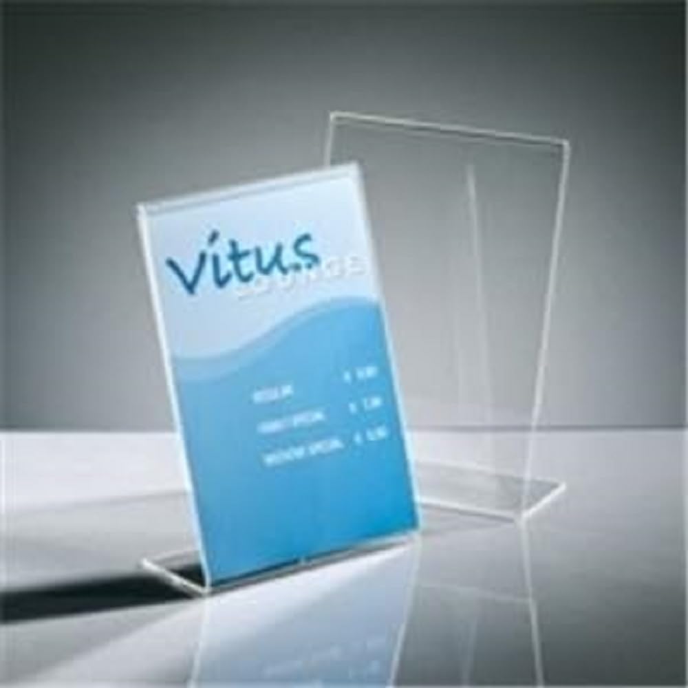 SIGEL TA217 Sign Holder, slanted, for A7 landscape, single-sided presentation, uv resistant acrylic, transparent, 10 Pieces