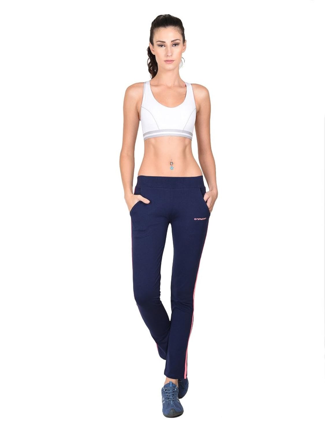 onesport women's cotton spandex jersey navy trackpants(onsp27ny-p)
