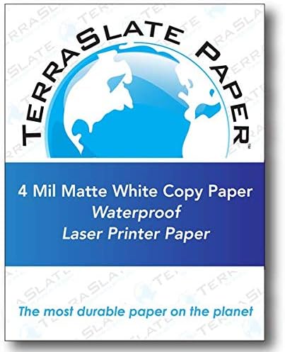 TerraSlate Paper 4 Mil Waterproof Laser Printer/Copy Paper (A4 Size) (50 Sheets)