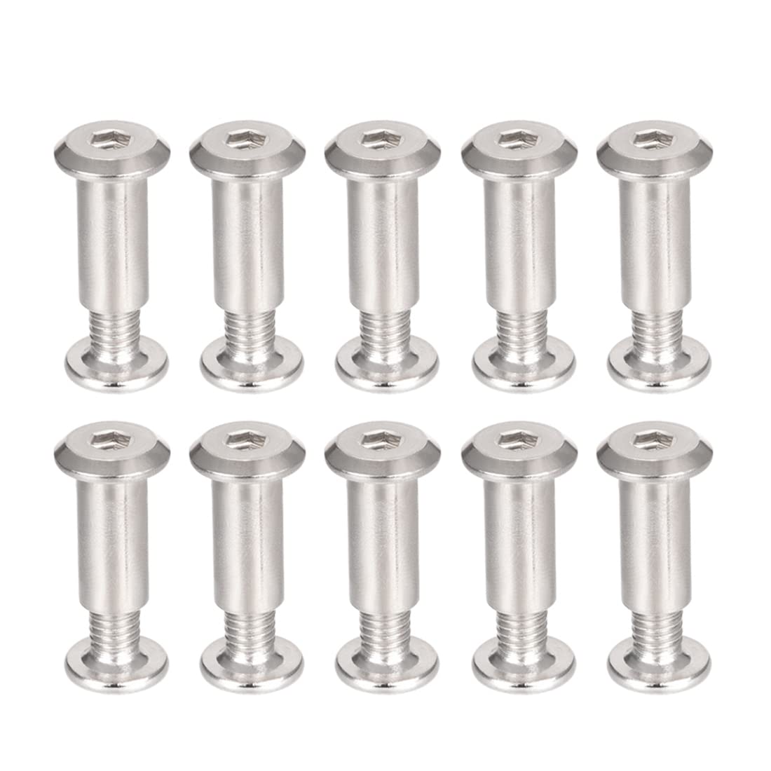 sourcing map Screw Post Fit for 5/16"(8mm) Hole Dia, Male M6x10mm Belt Buckle Binding Bolts Leather Fastener Carbon Steel 10 Sets