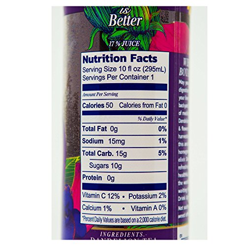 Prebiotic Tea LION (Blueberry Hibiscus) Dandelion Improve Digestion & Reduce Bloating Our Prebiotics Feed Your Probiotics Boost Immune System Delicious and Refreshing Bottled Tea Dandelion Leaf Root
