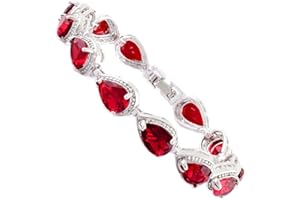 RIZILIA Tennis Bracelet & Pear Cut CZ [4 Colors Available] in White Gold Plated, 7"