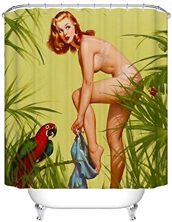 Shower Curtain/Bath Curtain/Shower Liner Bathroom Decoration Waterproof Mildew Resistant Anti-Bacterial 71 x 71inch – Beauty Mailbox/Grass/Motorcycle (Grass)