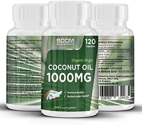 Coconut Oil Capsules | 1000mg Coconut Oil | Full 1 Month Supply | Manufactured in The UK | Full 30 Day Money Back Guarantee