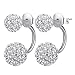 SmallDragon Women's 1 Pair 925 Sterling Silver Double Sided Crystal Balls Stud Earrings (Silver)