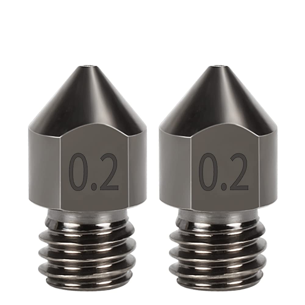 DollaTek 2Pcs MK8 Nozzle Hard Steel 1.75mm Consumables Hardened Steel Wear Resistant - 0.2mm