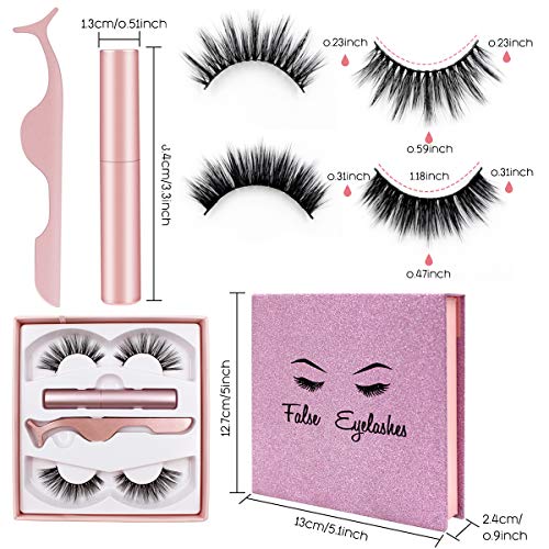 Magnetic Eyelashes with Magnetic Eyeliner, Wolady 2 Pair 3D Natural Look False Eyelashes, Waterproof No Glue Reusable 5 Magnet Fake Lashes with Applicator Tweezers - Thumbnail 6