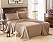 Honeymoon 1800 Brushed Microfiber Embroidered Bed Sheet Set, Ultra Soft, Queen - Tan