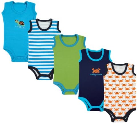 5-Pack Lightweight Sleeveless Bodysuits in Pink, 0-3 Months