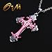 OnairMall Unisex Stainless Steel Crucifix Cross Pendant Necklaces,Fashion Jewelry (Pink)