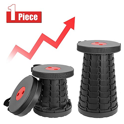 ProChosen Retractable Folding Stool, Portable Collapsable Lightweight Sturdy Camping Stool, Adjustable Height Telescopic seat for Adults Kids Fishing Hiking Traveling Outdoor Activities