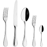 Degrenne Verlaine Mirror French Luxury Cutlery Set - 20 Piece Silverware Set for 4, Includes Forks, Spoons &amp; Knives, Stainless Steel Flatware, Made in France, Dishwasher Safe