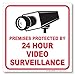 Premises Protected by 24 Hour Video Surveillance Sign, Dimne, Package 4 Mil Vinyl Decal Stickers USA Made by My Sign Center